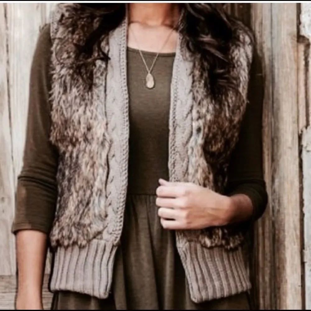 Anthropologie Women's Paper Crane Faux Fur Vest | Brown | Size: M